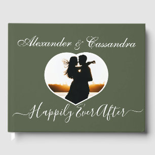 Livro De Visitas Simples Casamento Elegante Mínimo de Olive Green