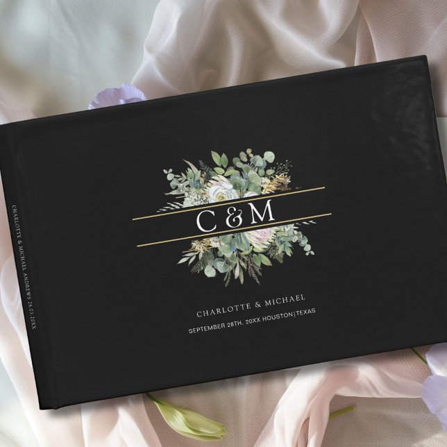Livro De Visitas Simples, elegantes Flores de Eucalipto Casamento   (Personlaized, Simple, elegant Eucalyptus Flower Wedding Guest Book)