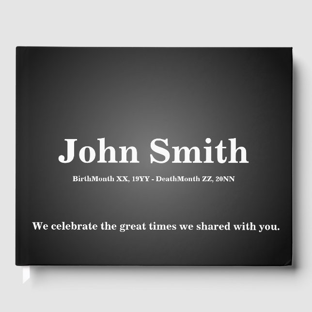 Livro De Visitas Simples, Funeral Elegante/Livro de Convidados Memo (Frente)