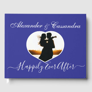 Livro De Visitas Simples Grego Real Azul, elegante, casamento fotog