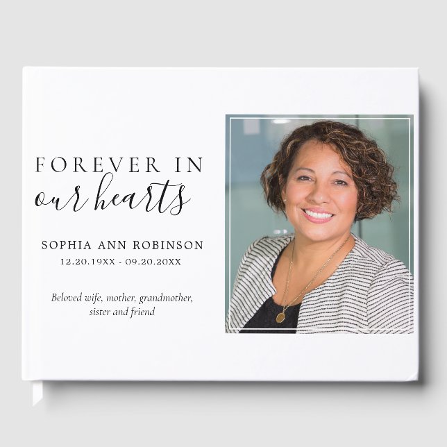 Livro De Visitas Simples para sempre em nosso Funeral Fotográfico (Frente)