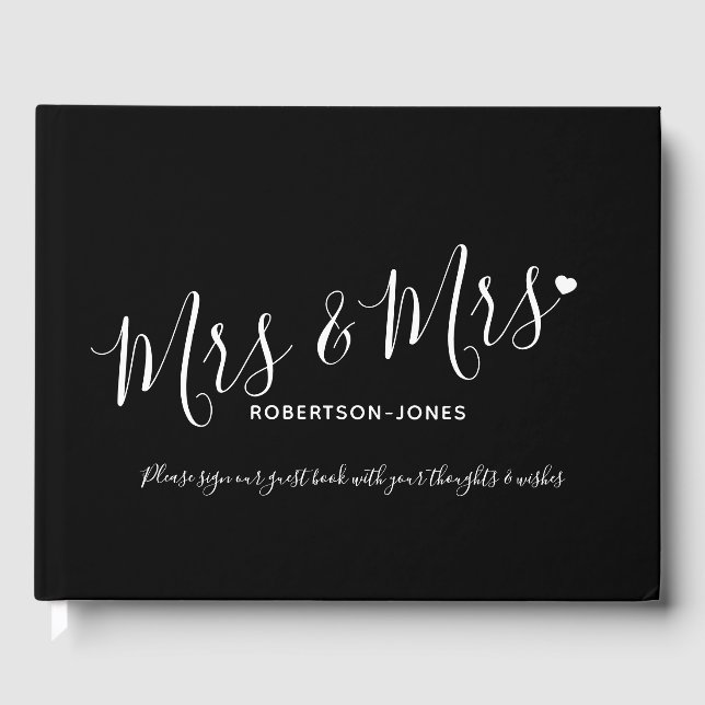 Livro De Visitas Simples preto branco personalizado casamento entre (Frente)