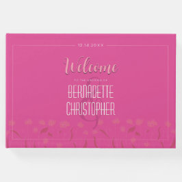 Livro De Visitas Simples Rosa Simples E Moderno De Casamento