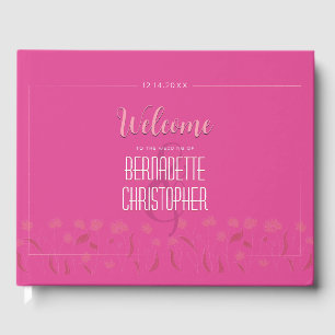 Livro De Visitas Simples Rosa Simples E Moderno De Casamento