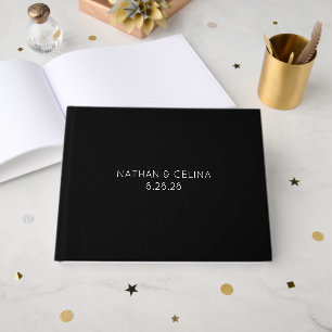 Livro De Visitas Simplesmente Preto Cor Sólida Personalize-o