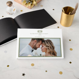 Livro De Visitas Sinal de Boas-vindas do Casamento Tropical Palm Tr