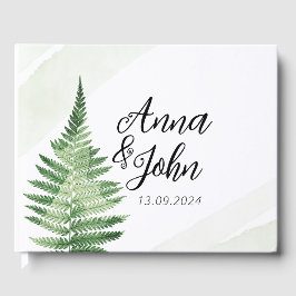 Livro De Visitas Sinal de Casamento de Fern Verde Minimalista