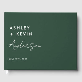 Livro De Visitas Sinal de Casamento Minimalista Emerald Green