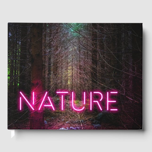 Livro De Visitas Sinal magenta da natureza neon-magenta da floresta (Frente)