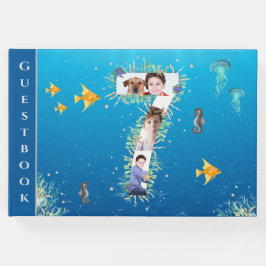 Livro De Visitas Sob a Colagem de Fotos do Mar Grande Aniversário d