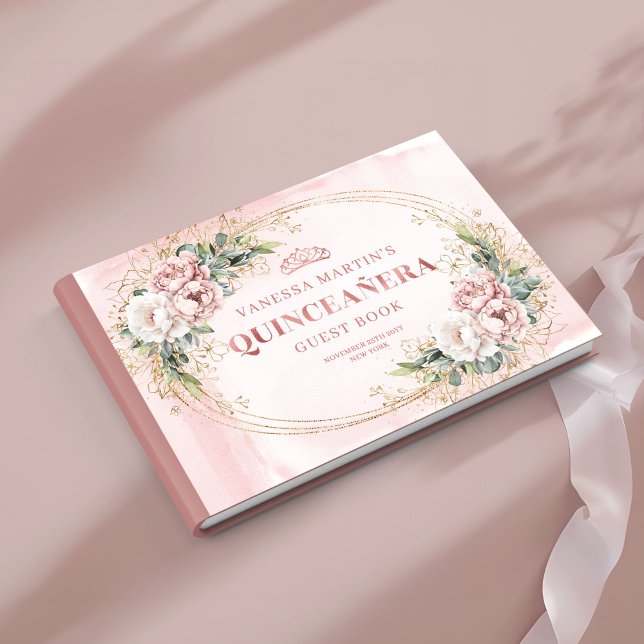Livro De Visitas Soft Dusty Pink Flowers Eucalyptus 15th Guest Book (Soft Dusty Pink Flowers Eucalyptus 15th Guest Book)