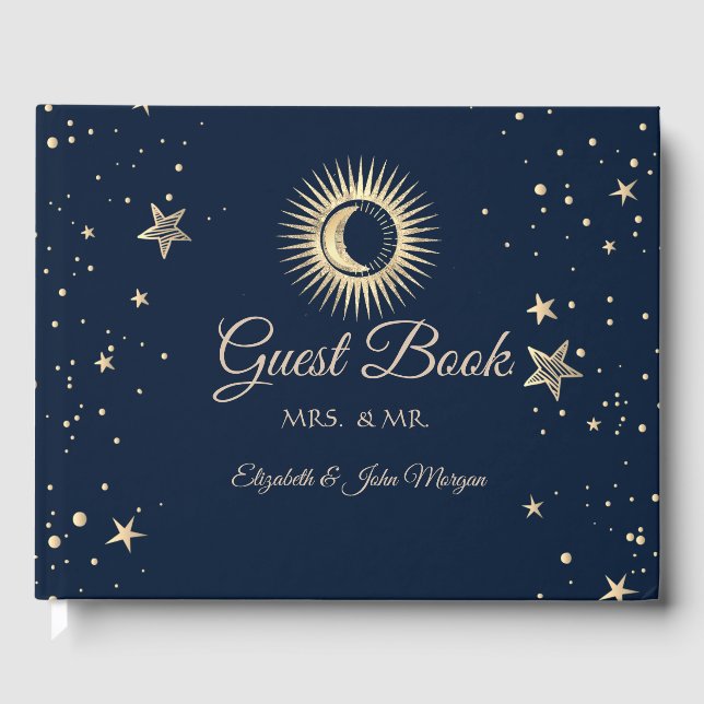 Livro De Visitas Sol Dourado Celestial E Estrelas Da Lua (Frente)