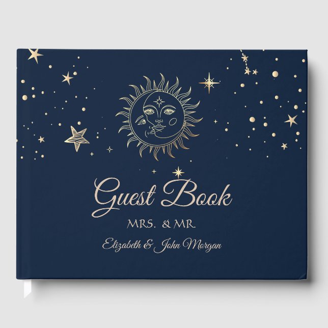 Livro De Visitas Sol e Lua Dourados Celestiais (Frente)
