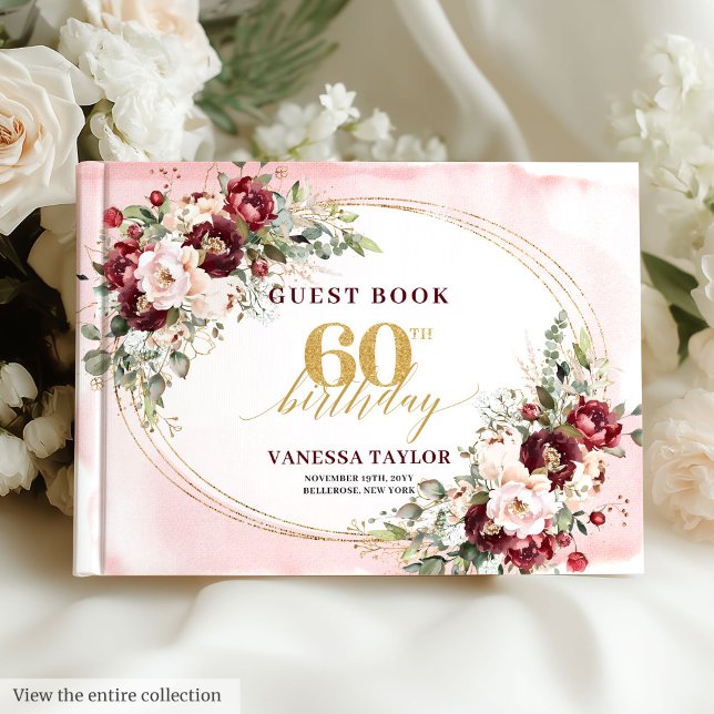 Livro De Visitas Sophisticated Boho Blush Roses Gold 60th Birthday  (Sophisticated Boho Blush Roses Gold 60th Birthday Book

)