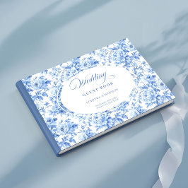 Livro De Visitas Sophisticated Royal Blue Toile Roses Guest Book