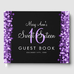 Livro De Visitas Sparkles do partido do Guestbook do doce 16 roxos