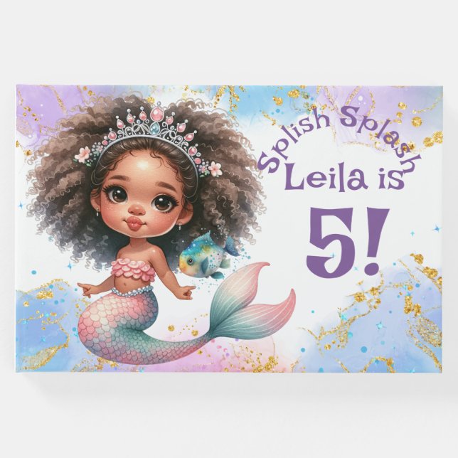Livro De Visitas Splash Splash Smermaid Party Birthday Guest Book (Frente)
