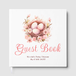 Livro De Visitas Spring Birds Nest Baby Shower Guest Book
