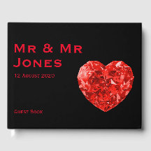 Sr. e Sr. Red Heart Wedding Guest Book (Personaliz