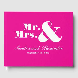 Livro De Visitas Sr. Elegant Modern Minimal Bight Pink Wedding