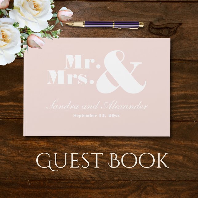 Livro De Visitas Sr. Elegant Modern Minimal Blush Pink Wedding (Criador carregado)