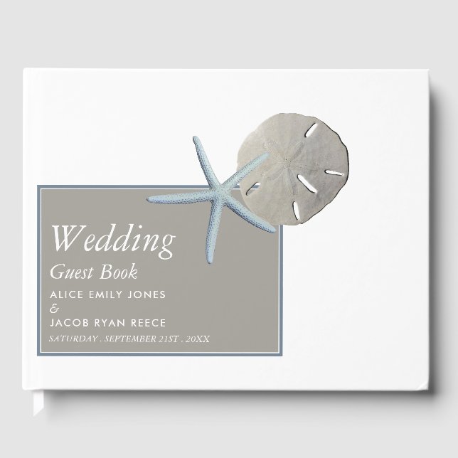 Livro De Visitas Starfish e Sand Dollar - Casamento de Praia (Frente)