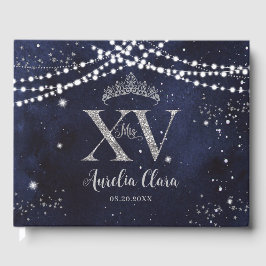 Livro De Visitas Starnight Marinho Blue Silver Quinceañera Aniversá