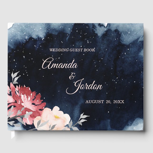Livro De Visitas Starry Night Floral Weding Guest Book (Frente)