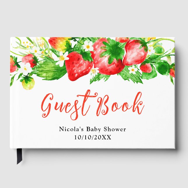 Livro De Visitas Strawberries and Daisies Baby Shower (Frente)