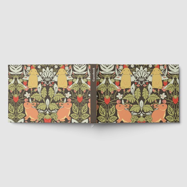 Livro De Visitas Strawberry thief Bunnies pattern (Completo)