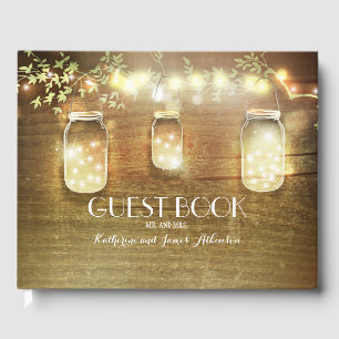 Livro De Visitas String Lights e Mason Jar Wedding