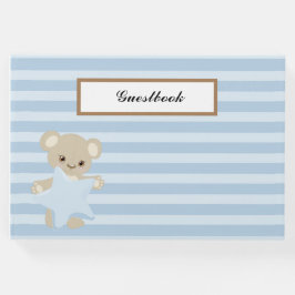 LIVRO DE VISITAS STRIPES AZUIS COM CARTÃO DE VELOCIDADE SEGURANDO U