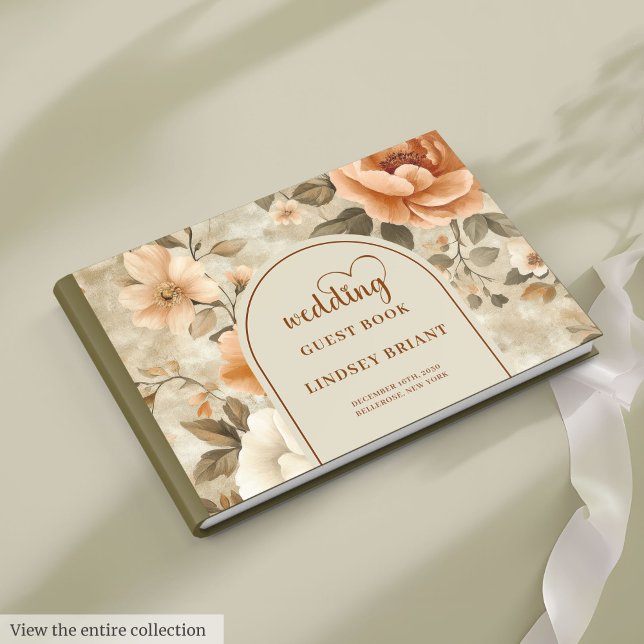 Livro De Visitas Stylish Boho Terra Cotta Ivory Sage Floral Wedding (Stylish Boho Terra Cotta Ivory Sage Floral Wedding Guest Book)