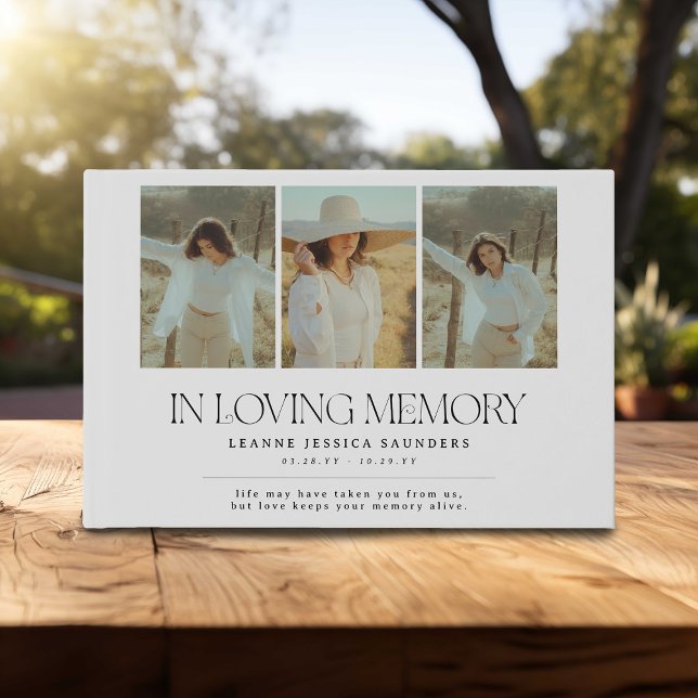 Livro De Visitas Stylish In Loving Memory Letting 4 Photo Collage (Criador carregado)