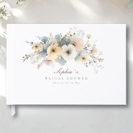 Livro De Visitas Suave Elegância Floral Noiva Branca