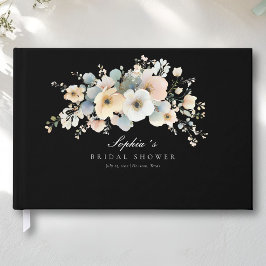 Livro De Visitas Suave Elegância Floral Noiva Preto