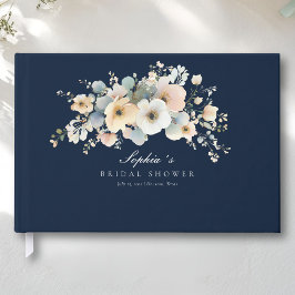 Livro De Visitas Suave Flor Desabrochando Elegante Chuveiro de Noiv