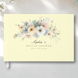 Livro De Visitas Suave Florada Elegante Chuveiro de Noiva Amarelo