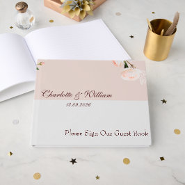 Livro De Visitas Suave púrpura e cinzas com flores