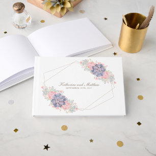 Livro De Visitas Succulents bonitos da aguarela que Wedding