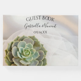 Livro De Visitas Suculento Verde no Casamento Branco