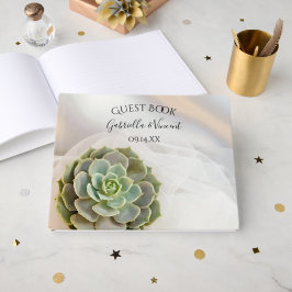 Livro De Visitas Suculento Verde no Casamento Branco