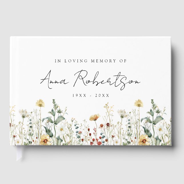 Livro De Visitas Summer Wildflower Field In Loving Memory Funeral (Frente)