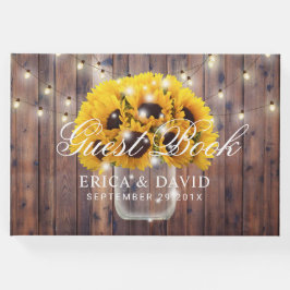 Livro De Visitas Sunflower Mason Jar String Luz Casamento Russo