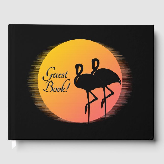Livro De Visitas Sunset Flamingos Pessoal com Nome (Frente)