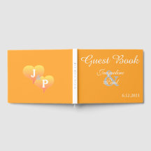 Sunset Hearts Orange White Wedking Book