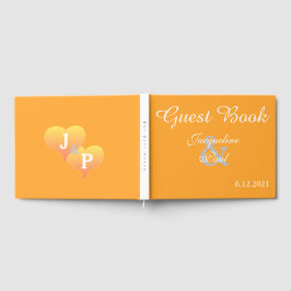 Livro De Visitas Sunset Hearts Orange White Wedking Book