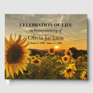 Livro De Visitas Sunset & Sunflower Keepsaoket Em Memória Amável