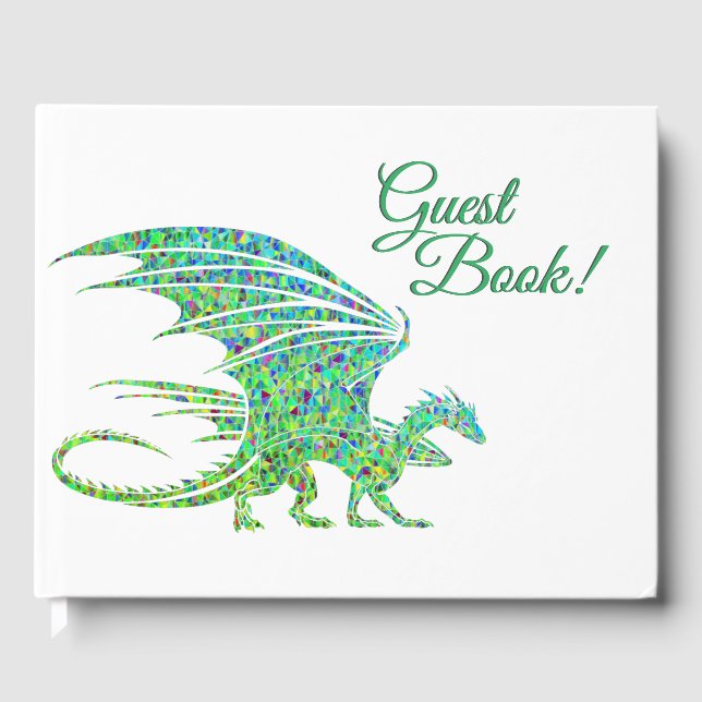 Livro De Visitas Surpreendente Dragão Verde Mosaico (Frente)