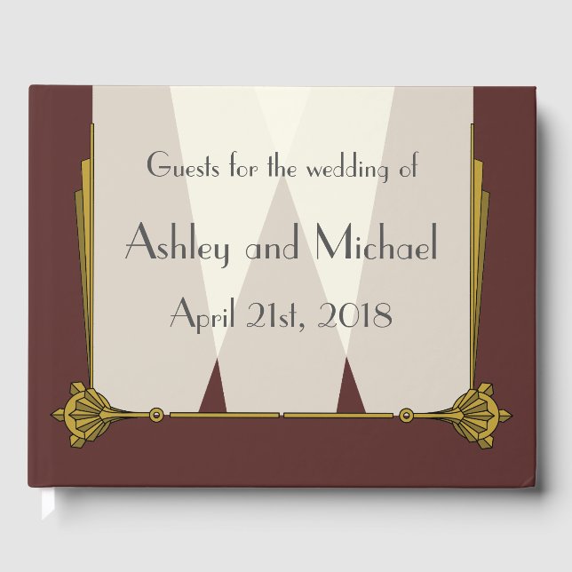 Livro De Visitas Swanky Art Deco em Red Guest Book (Frente)